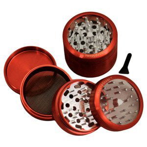 SharpStone V2 CLEAR TOP 4 Piece 2.5” Herb Spice Grinder RED AUTHENTIC